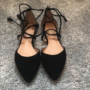 Halogen lace up black flats. Size 7